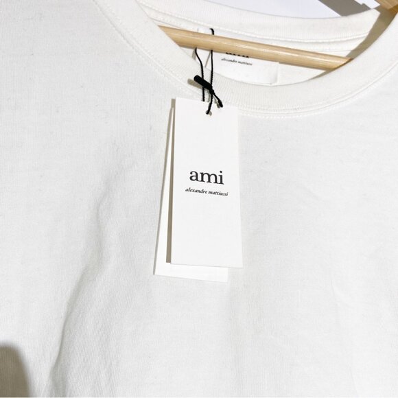 NWT Ami Paris Alexandre Mattiussi Ami De Coeur Tonal T-shirt Natural White - Picture 6 of 11